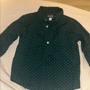The Children's Place Green Button Down Shirt with Polka Dots